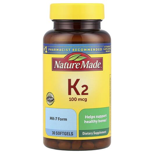 Основное фото товара Nature Made, Витамин K2, Vitamin K2 100 mcg, 30 капсул