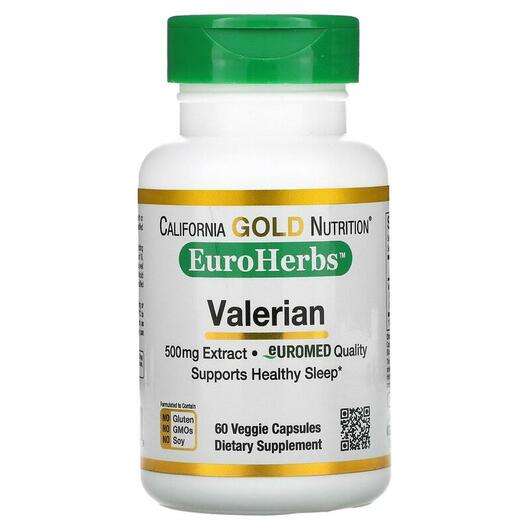 Основне фото товара California Gold Nutrition, Valerian, Валеріана 500 мг, 60 капсул