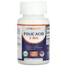 Vitamatic, Folic Acid 5 mg, Фолієва кислота, 120 таблеток
