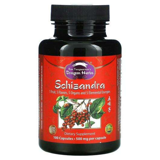 Основне фото товара Dragon Herbs, Schizandra 500 mg, Лимонник китайский 500 мг, 10...