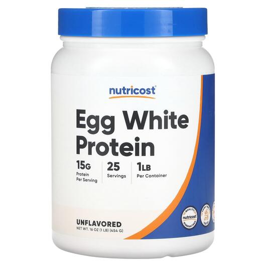 Основне фото товара Nutricost, Egg White Protein Unflavored, Протеїн, 454 г