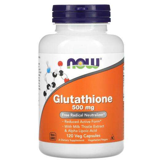Основне фото товара Now, Glutathione 500 mg, Глутатіон, 120 капсул