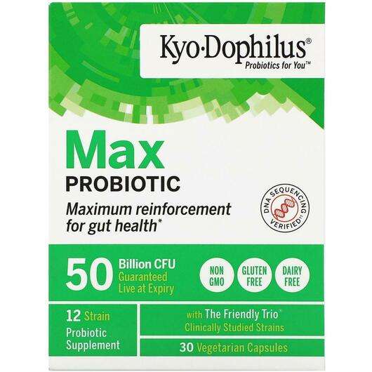 Основне фото товара Kyolic, Kyo-Dophilus Max Probiotic 50 Billion CFU, Пробіотики,...
