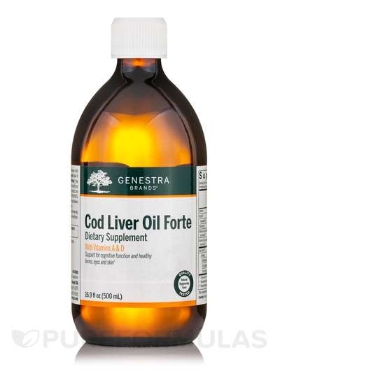 Основне фото товара Genestra, Cod Liver Oil Forte, Олія з печінки тріски, 500 мл