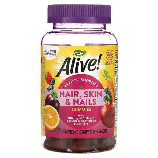 Основне фото товара Alive! Hair Skin & Nails with Collagen Strawberry Flavored...