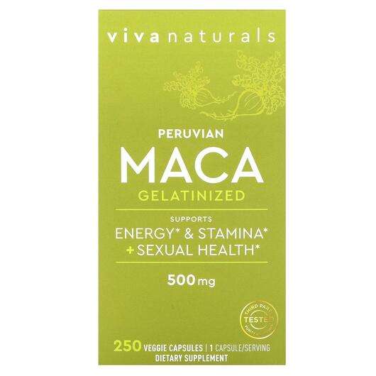 Основне фото товара Viva Naturals, Peruvian Maca Gelatinized 500 mg, Мака, 250 капсул