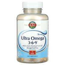 KAL, Ultra Omega 3-6-9, Жирні кислоти Омега 3 6 9, 100 капсул