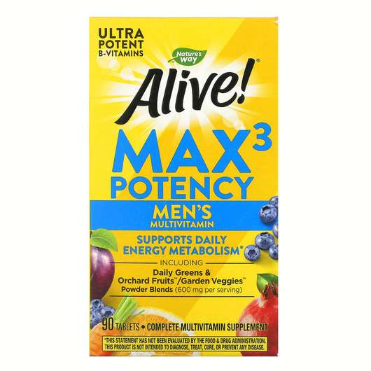 Основное фото товара Nature's Way, Мужские витамины, Alive! Max3 Potency Men's, 90 ...