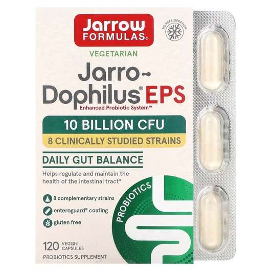 Основне фото товара Jarrow Formulas, Jarro Dophilus EPS, Пробіотики 5 млрд, 120 ка...