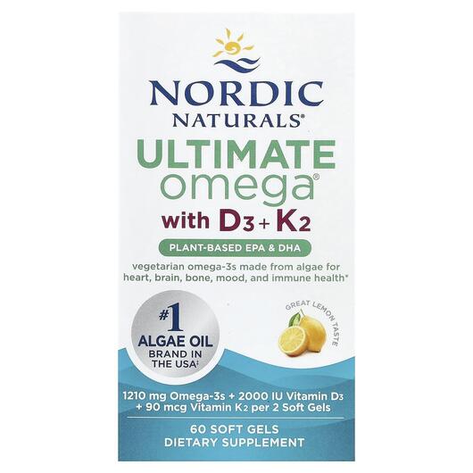 Основное фото товара Ultimate Omega Plant-Based With D3 + K2, Витамины D3 + K2, 60 кап
