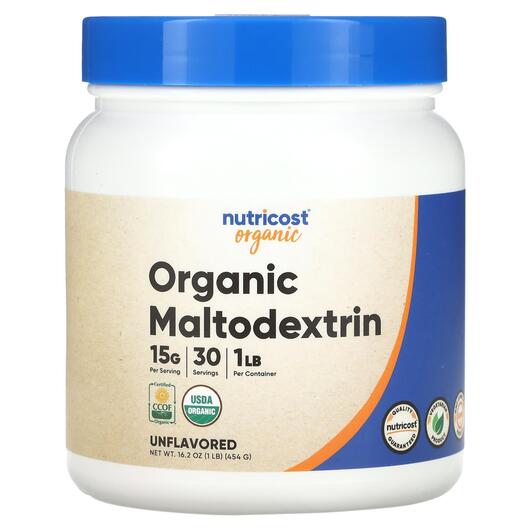 Основне фото товара Nutricost, Organic Maltodextrin Unflavored, Мальтодекстрин, 454 г