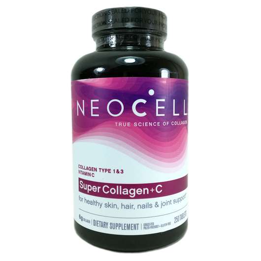 Super Collagen + C, Коллаген 1 та 3 типу + вітамін C, 250 таблеток