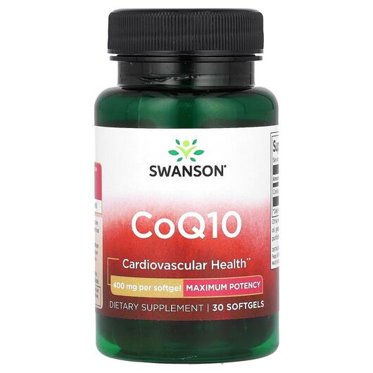 Основне фото товара Swanson, CoQ10 400 mg, Коензим CoQ10, 30 капсул