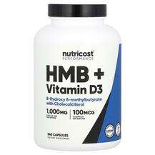 Nutricost, Performance HMB + Vitamin D3, Гідроксиметилбутират,...