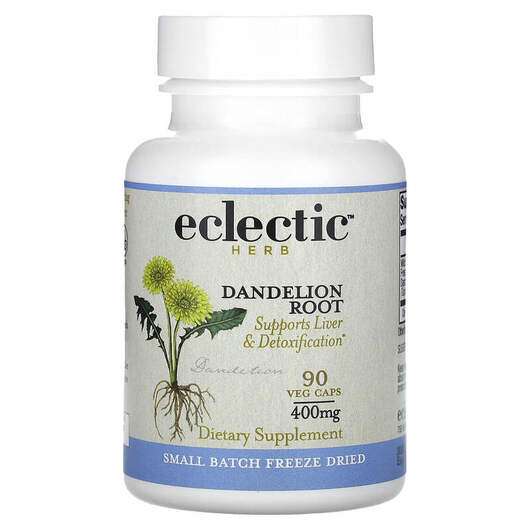 Основное фото товара Eclectic Herb, Одуванчик 400 мг, Dandelion Root 400 mg, 90 капсул