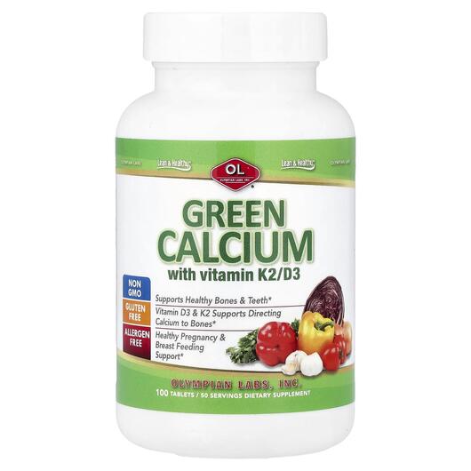 Основне фото товара Green Calcium with Vitamin K2/D3, Кальцій, 100 таблеток