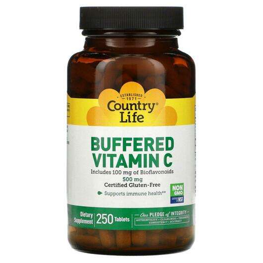 Основне фото товара Country Life, Buffered Vitamin C 500 mg, Вітамін C, 250 таблеток