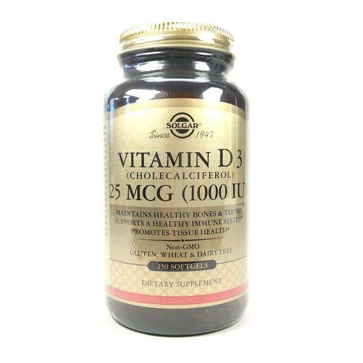 Основное фото товара Solgar, Витамин D-3, Vitamin D-3 25 mcg 1000 UI, 250 капсул