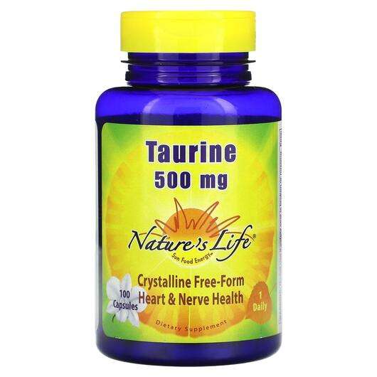 Основне фото товара Natures Life, Taurine 500 mg, L-Таурин, 100 капсул