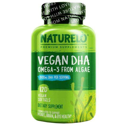 Основне фото товара Naturelo, Vegan DHA Omega-3 from Algae 800 mg, Омега 3, 120 Ve...