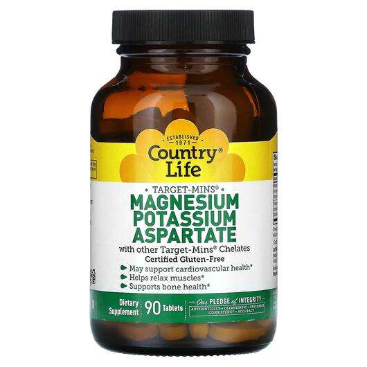 Основне фото товара Country Life, Target-Mins Magnesium Potassium Aspartate, Мінер...