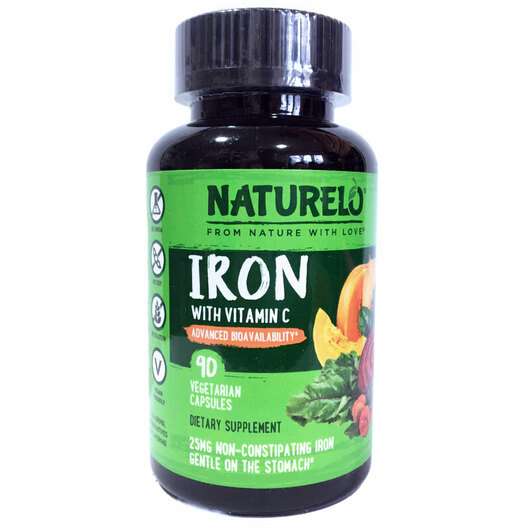 Основне фото товара Naturelo, Iron with Vitamin C, Залізо, 90 капсул