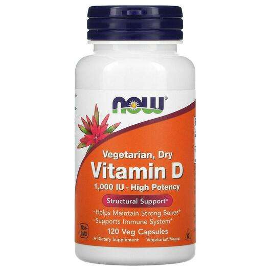 Основне фото товара Now, Vegetarian Dry Vitamin D, Вітамін D2 1000 МЕ, 120 капсул