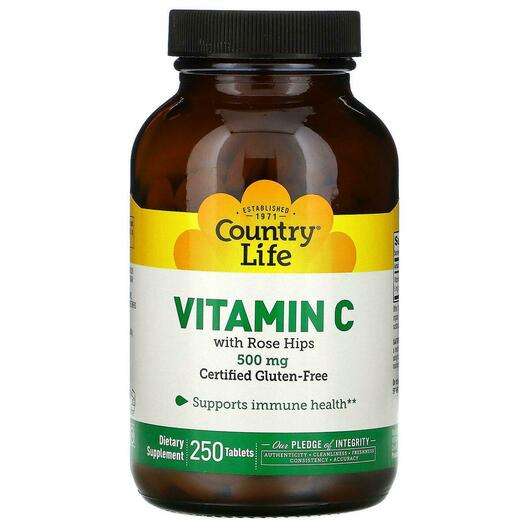 Основне фото товара Country Life, Vitamin C 500 mg, Вітамін С 500 мг, 250 таблеток