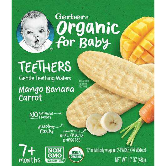 Teething Wafers 7+ Mango Banana Carrot, Вафлі для прорізування зубів, 48 г