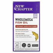 New Chapter, Wholemega Fish Oil 1000 mg, Омега 3, 60 капсул