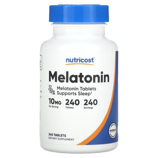 Основне фото товара Nutricost, Melatonin 10 mg, Мелатонін, 240 таблеток
