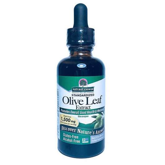 Основне фото товара Nature's Answer, Olive Leaf Alcohol-Free 1500 mg, Оливкове лис...