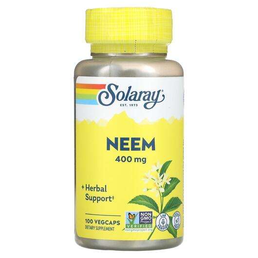 Основне фото товара Solaray, Neem 400 mg, Ніім 400 мг, 100 капсул