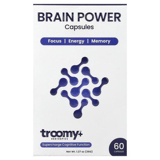 Основное фото товара Troomy Nootropics, Поддержка мозга, Brain Power 60 Capsules, 36 г