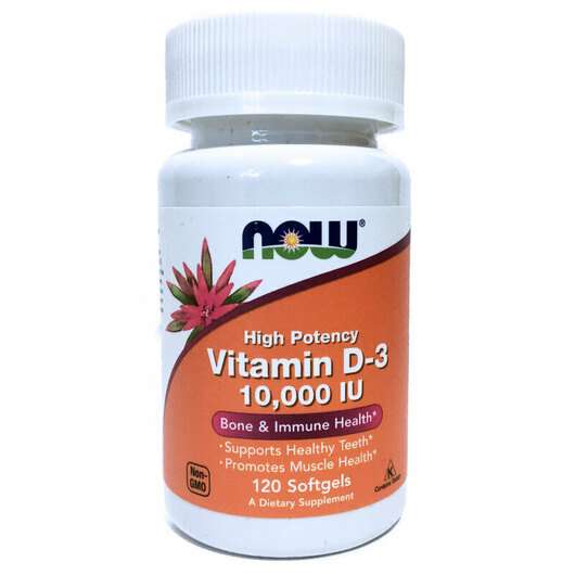 Основное фото товара Now, Витамин D-3 10000 МЕ, Vitamin D-3 10000 IU, 120 капсул
