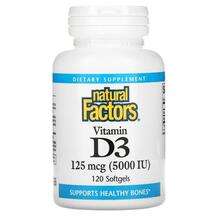 Natural Factors, Vitamin D3 5000 IU, Вітамін D3, 120 капсул