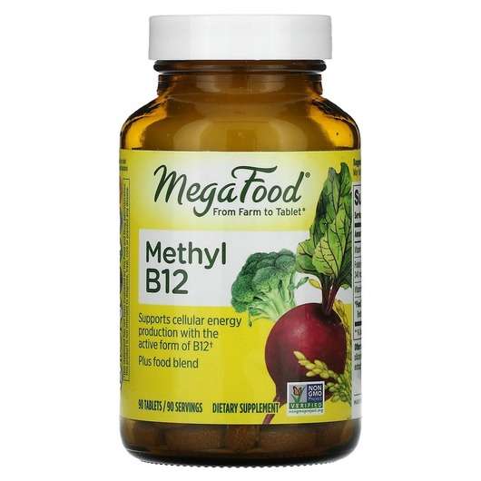 Основне фото товара Mega Food, Methyl B12, Метилкобаламін B12, 90 таблеток