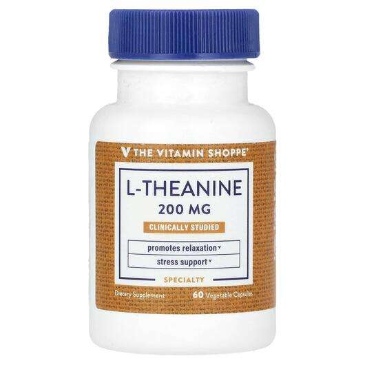 Основне фото товара The Vitamin Shoppe, L-Theanine 200 mg, L-Теанін, 60 капсул