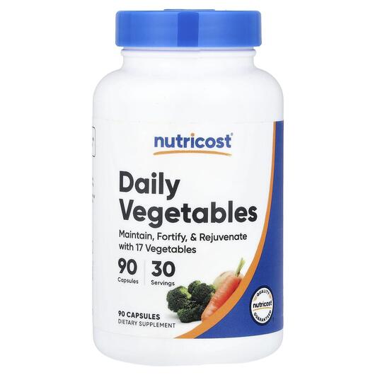 Основне фото товара Nutricost, Daily Vegetables, Антиоксиданти, 90 капсул