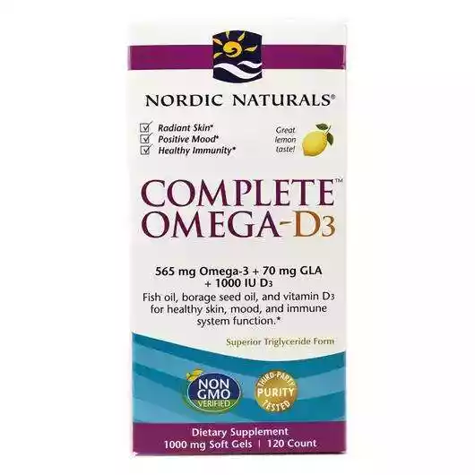 Основне фото товара Nordic Naturals, Complete Omega D3 1000 mg, Омега-3 + D3 Лимон...
