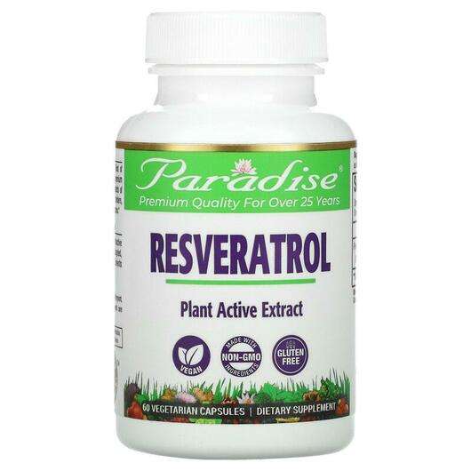 Основне фото товара Paradise Herbs, Resveratrol 60 Vegetarian, Ресвератрол, 60 капсул