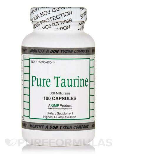 Основне фото товара Montiff, Pure Taurine 500 mg, L-Таурин, 100 капсул