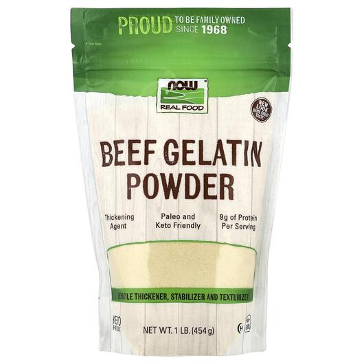 Основне фото товара NOW Foods, Real Food Beef Gelatin Powder, Яловичі органи, 454 г