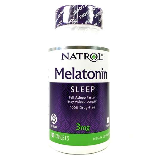 Основное фото товара Natrol, Мелатонин 3 мг, Melatonin Time Release 3 mg 100, 100 т...