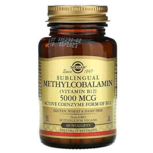 Основне фото товара Solgar, Sublingual Vitamin B12 5000 mcg, Метилкобаламін B12, 6...
