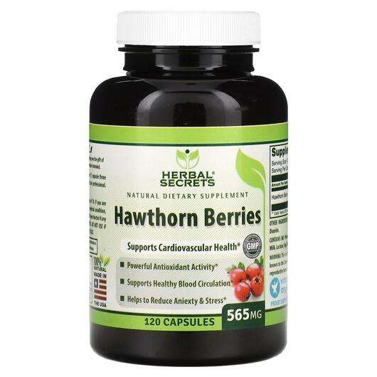 Основне фото товара Herbal Secrets, Hawthorn Berries 565 mg, Глід, 120 капсул