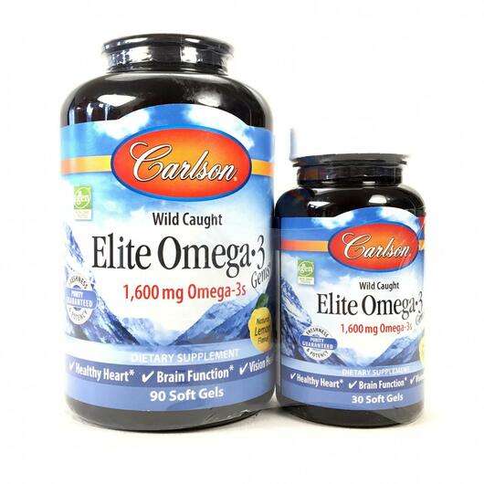 Wild Caught Elite Omega-3 Gems, Еліт Омега 3 з натуральним смаком лимона 1600 мг, 90 + 30 капсул