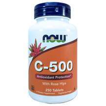 Now, Аскорбиновая кислота витамин C, C-500, 250 таблеток