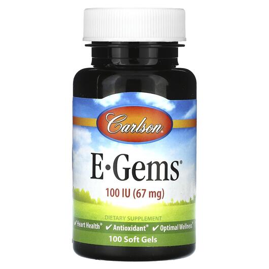 Основное фото товара Carlson, Витамин E Токоферолы, E-Gems 67 mg 100 IU, 100 капсул
