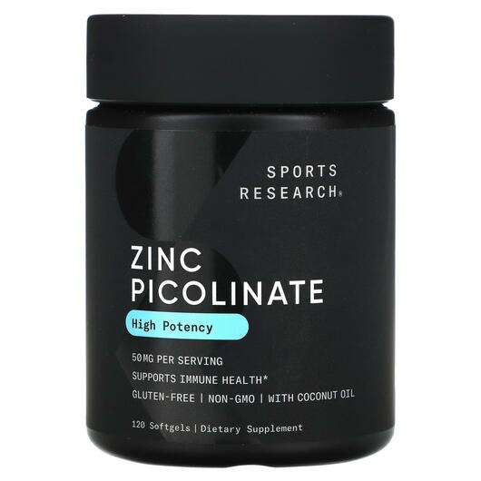 Основне фото товара Sports Research, Zinc Picolinate High Potency 50 mg, Піколінат...